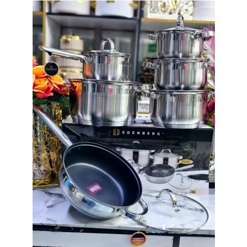 Edenberg 12-Piece Premium Stainless Steel Cookware Set.EB 4015