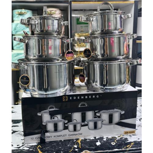 Edenberg Premium 12-Piece Stainless Steel Cookware Set.EB 4000