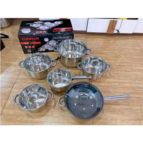 Botch 12-Piece Household High-Quality Stainless Steel Cookware Set