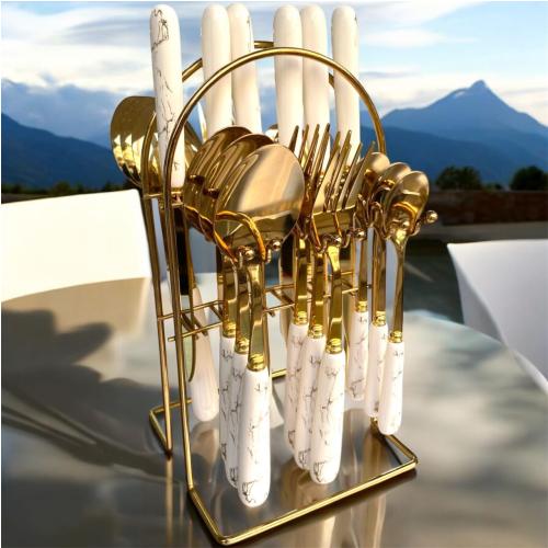 An elegant 24-piece premium stainless steel flatware set.