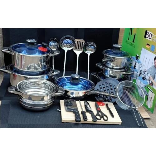 Marwa 30-Piece Premium German Quality Stainless Steel Cookware Set